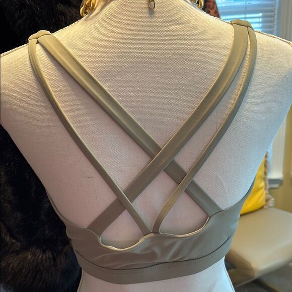 Olive Green Women's Sports Bra - Picture 6 of 6